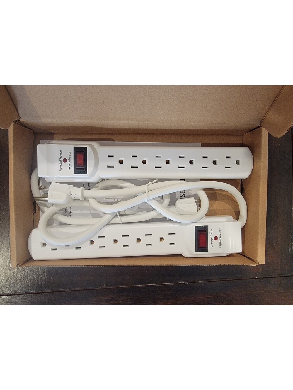Amazon Basics 2' feet 6-Outlet Surge Protector Power Strip - 2PK NIB